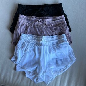 ALO lined shorts XXS Black, Dusty Pink and White. Set of 3